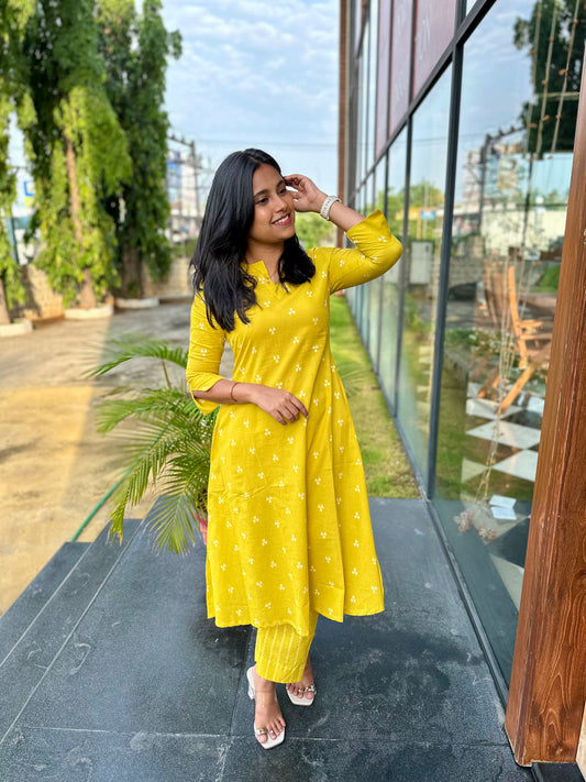 Lime yellow handloom Aline cords